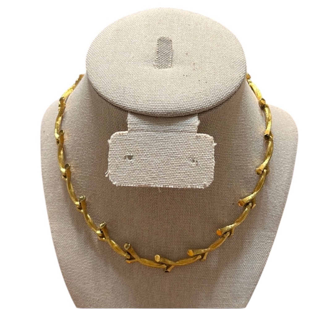 Vintage Kramer Gold Tone Crown of Thorns Choker Necklace ~ 16.5 Inches